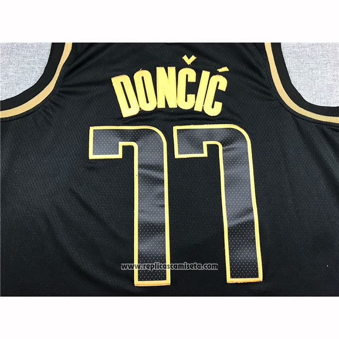 Camiseta Golden Edition Dallas Mavericks Luka Doncic #77 Negro